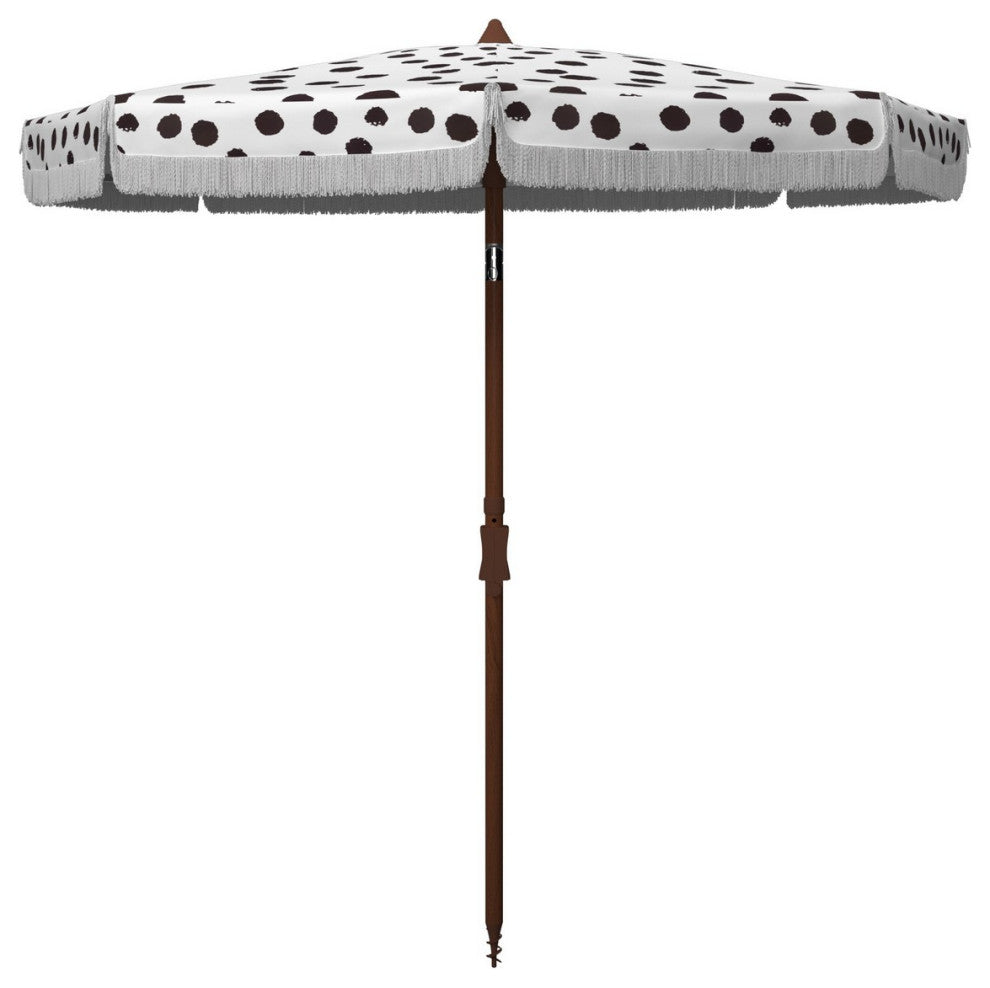 Safavieh Outdoor Sydney 6.5 ft Umbrella White/Black Polka Dot