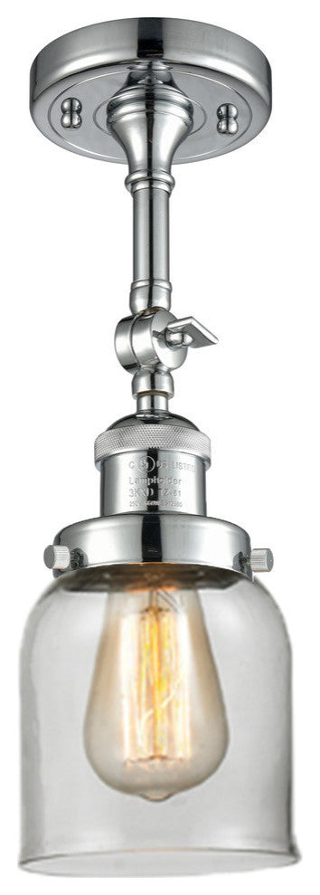 Small Bell 5" Semi-Flush Mount, Polished Chrome, Glass: Clear