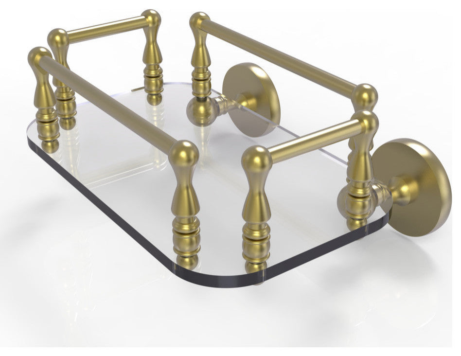 Prestige Skyline Wall Mounted Glass Guest Towel Tray, Satin Brass