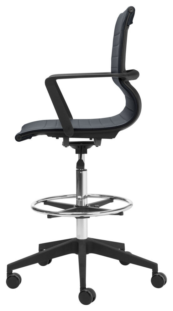 Computer Work Chair, Fabric, Steel, Black, Black, Chrome, Home Business Office