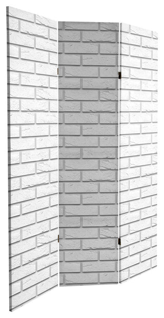6' Tall Double Sided Black and White Brick Canvas Room Divider