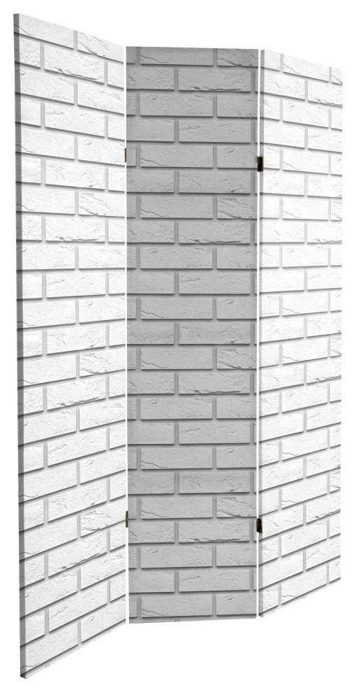 6' Tall Double Sided Black and White Brick Canvas Room Divider