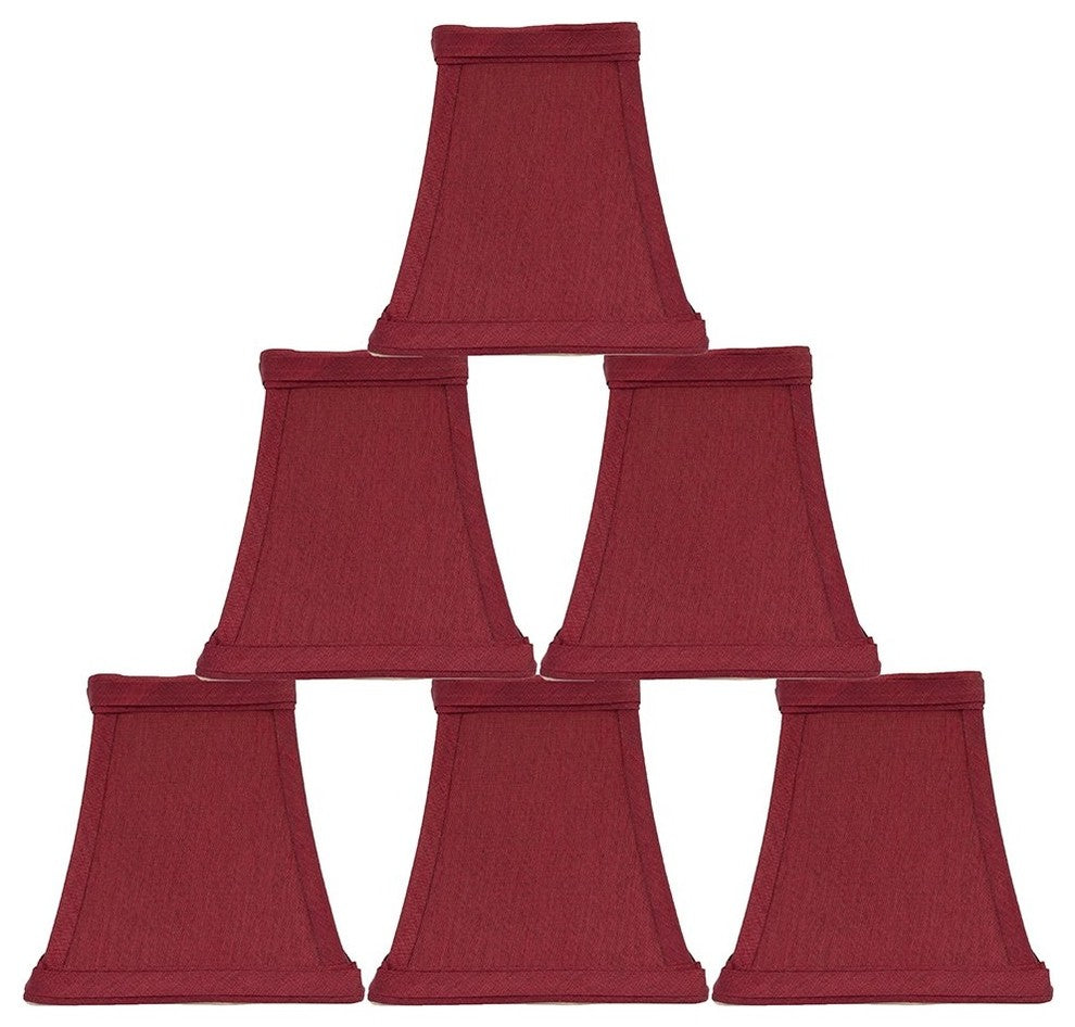 5" Square Faux Silk Bell Chandelier Lamp Shade, Burgundy, Set of 6