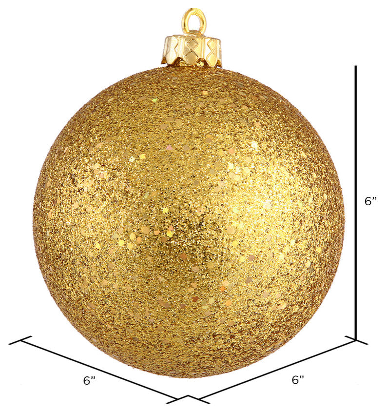 Vickerman N591530DQ 6" Antique Gold Sequin Ball Ornament, 4 per Bag