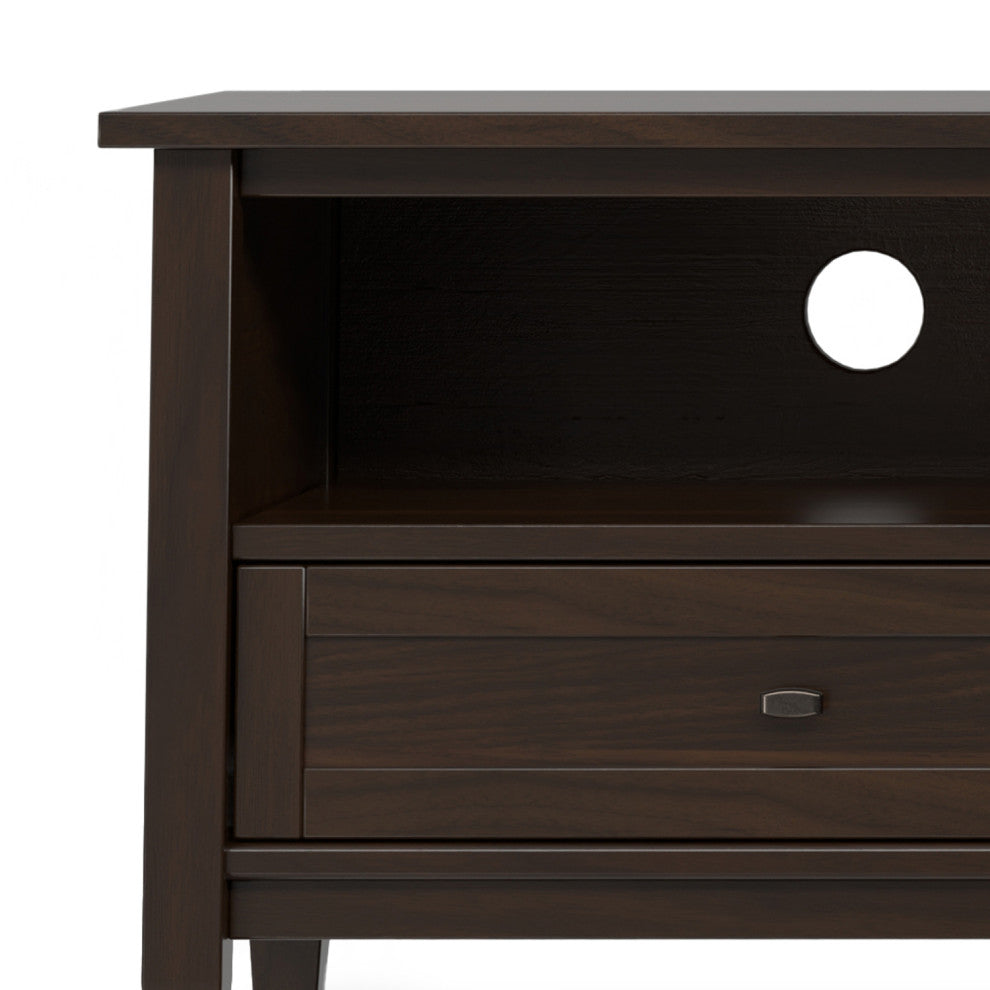 Warm Shaker SOLID WOOD 72" Low TV Media Stand For TVs up to 80", Tobacco Brown
