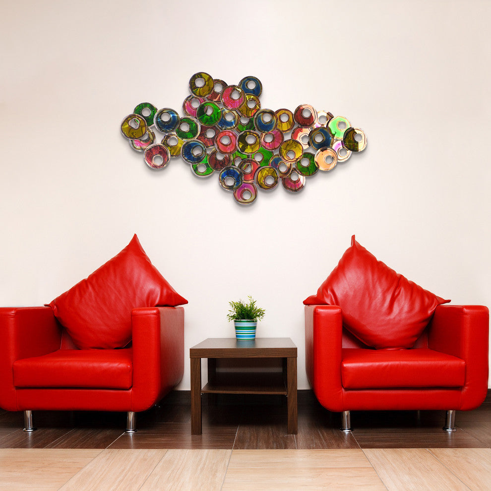 Gathering Metal Wall Art Hand Painted Etched Metal Wall Sculpture