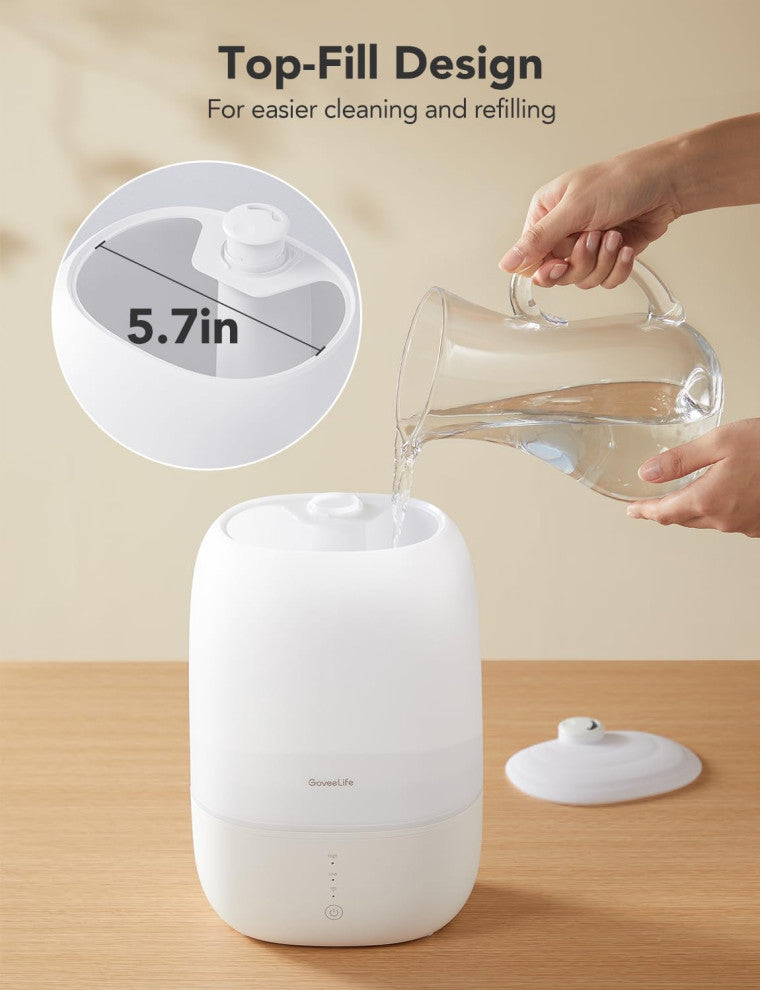 Smart Humidifiers for Bedroom, 3L Top Fill Cool Mist Humidifiers With Essential.