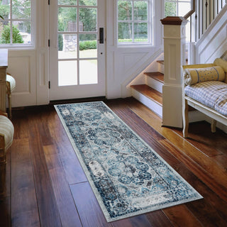 Alessana Loftus Gray Bordered Area Rug, 2'6"x10'3"
