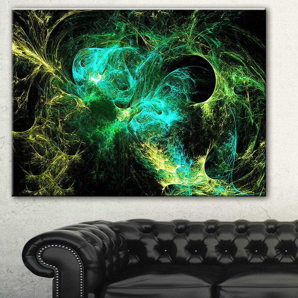 "Wings of Angels Green in Black" Abstract Digital Canvas Print