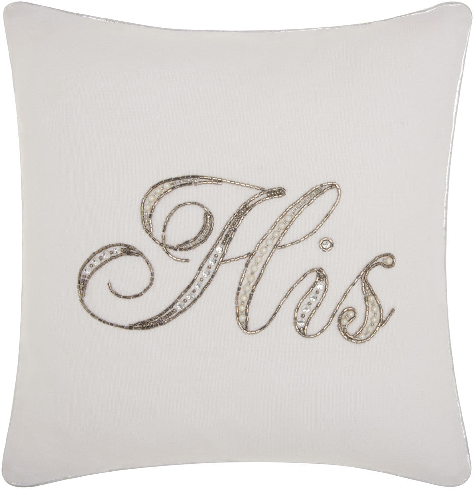 Kathy Ireland E7811 Throw Pillow, White, 14" X 14"