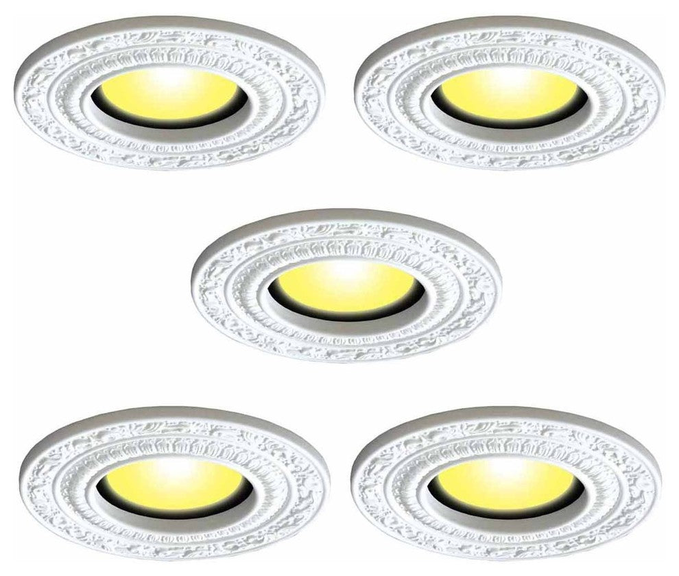 Spot Light Trim Medallions 6" ID White Urethane Pack of 5 Renovators Supply