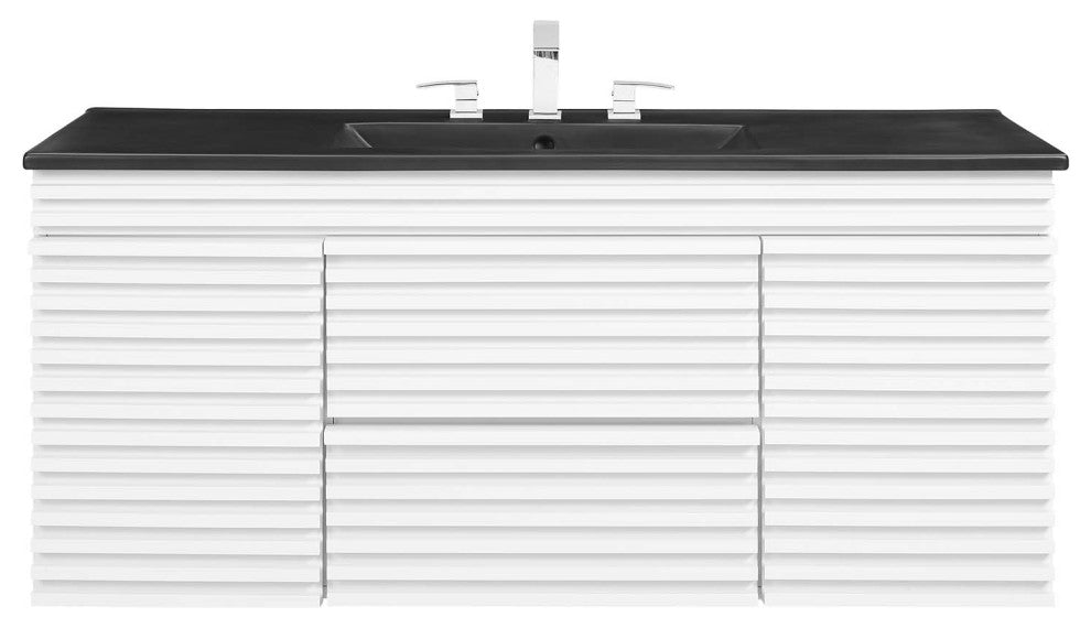 Render 48" Wall-Mount Bathroom Vanity, White Black