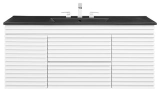 Render 48" Wall-Mount Bathroom Vanity, White Black