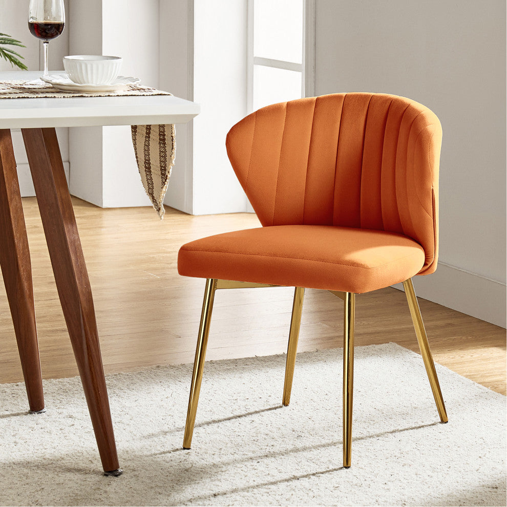 Luna Contemporary Side Chair With Tufted Back, Orange
