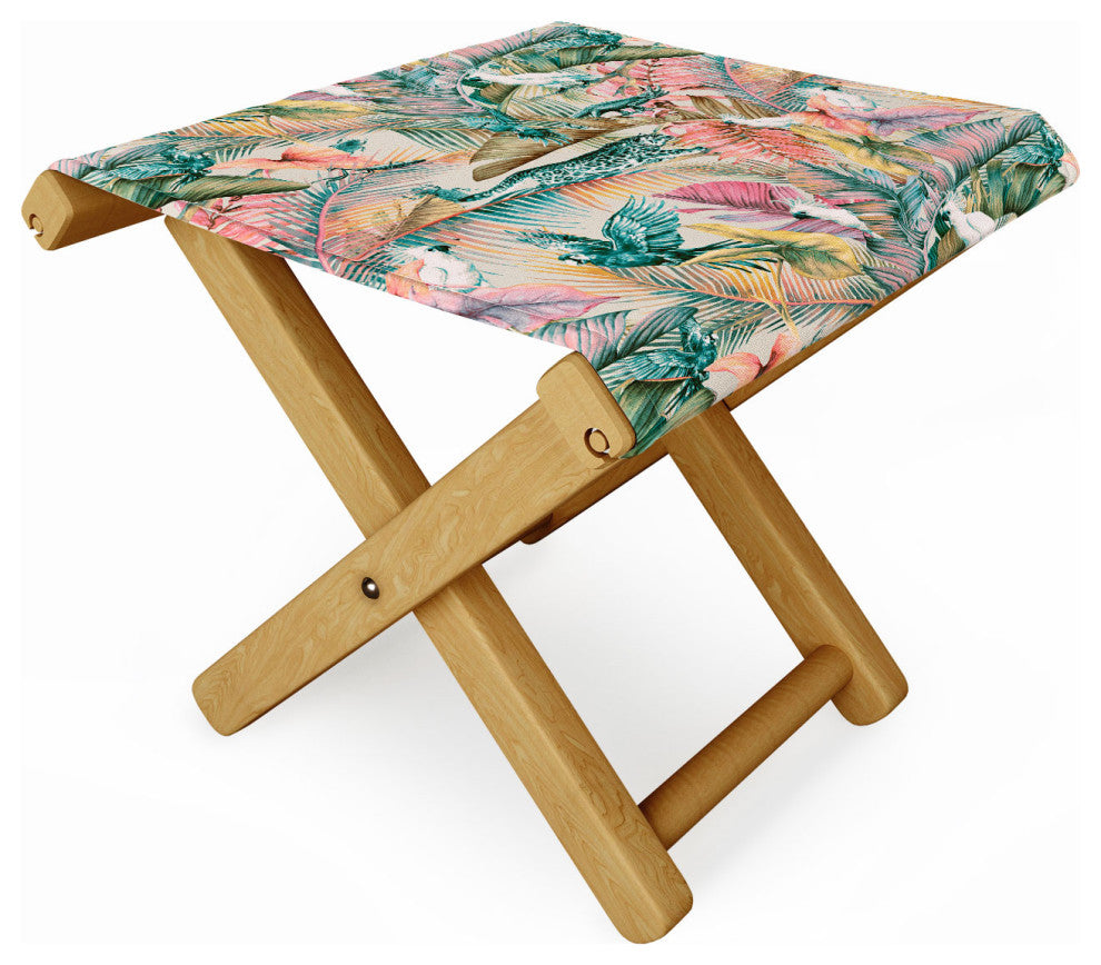 Marta Barragan Camarasa Pink Sunset In the Jungle Folding Stool
