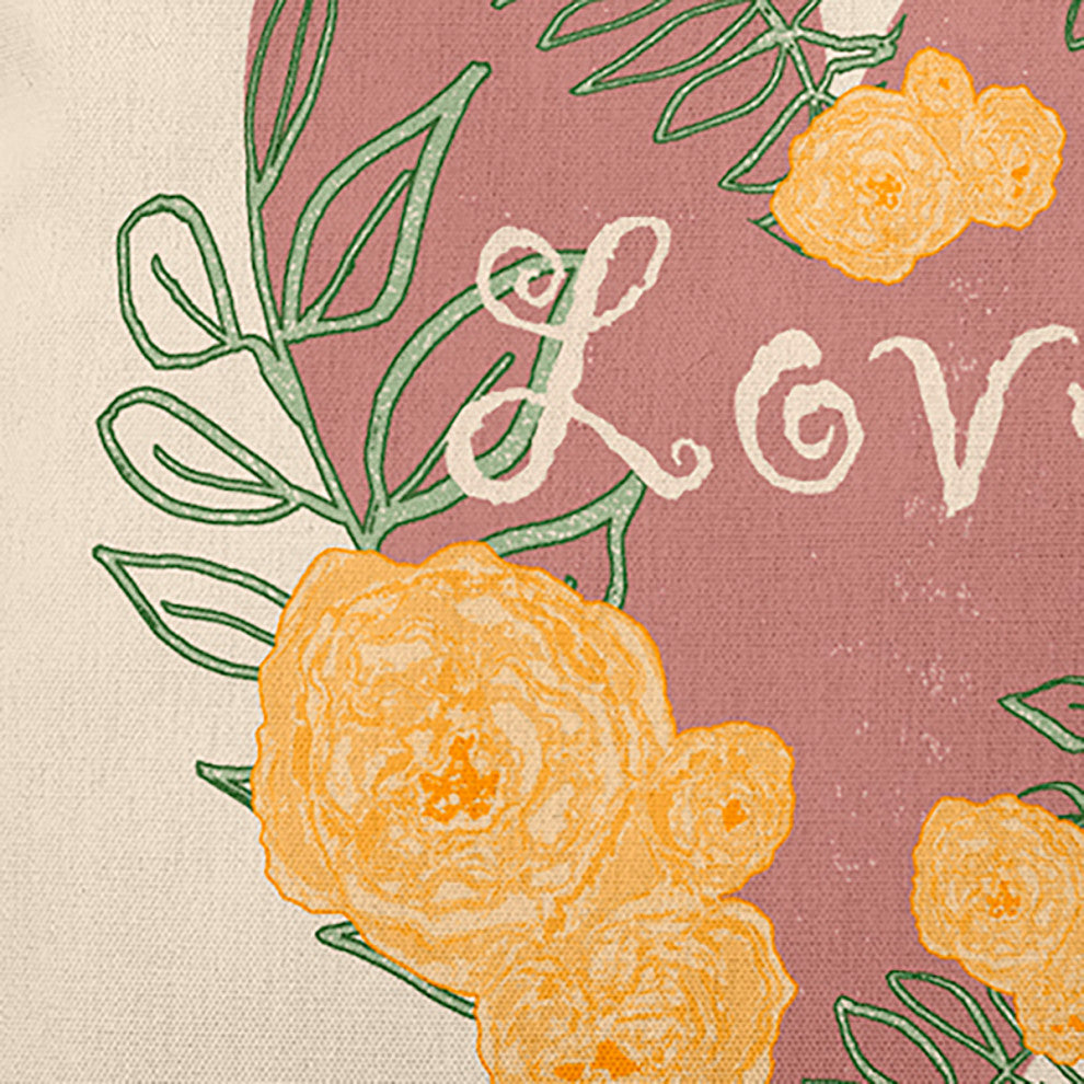 Love And Roses Decorative Throw Pillow, Rusty Mauve, 18"x18"