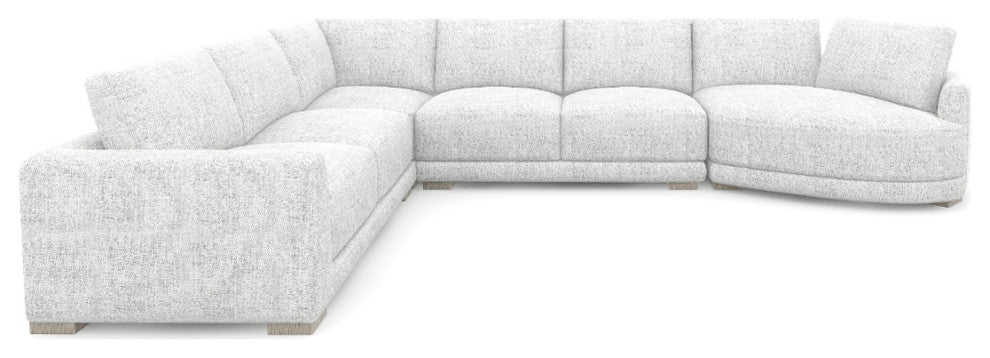 Laguna 166" Modular Feather-Cushion Sectional Sofa, Cloud Light Gray Polyester Tweed, Right-Arm Facing