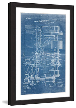 "Paper Clip 1899 Blueprint" Framed Painting Print