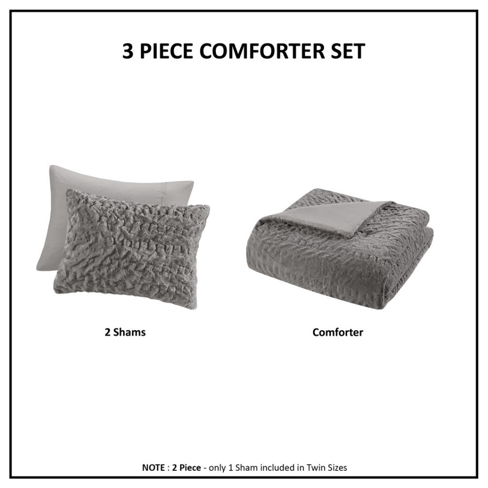 Madison Park Blair All Season Ruched Fur Down Alternative Comforter Set