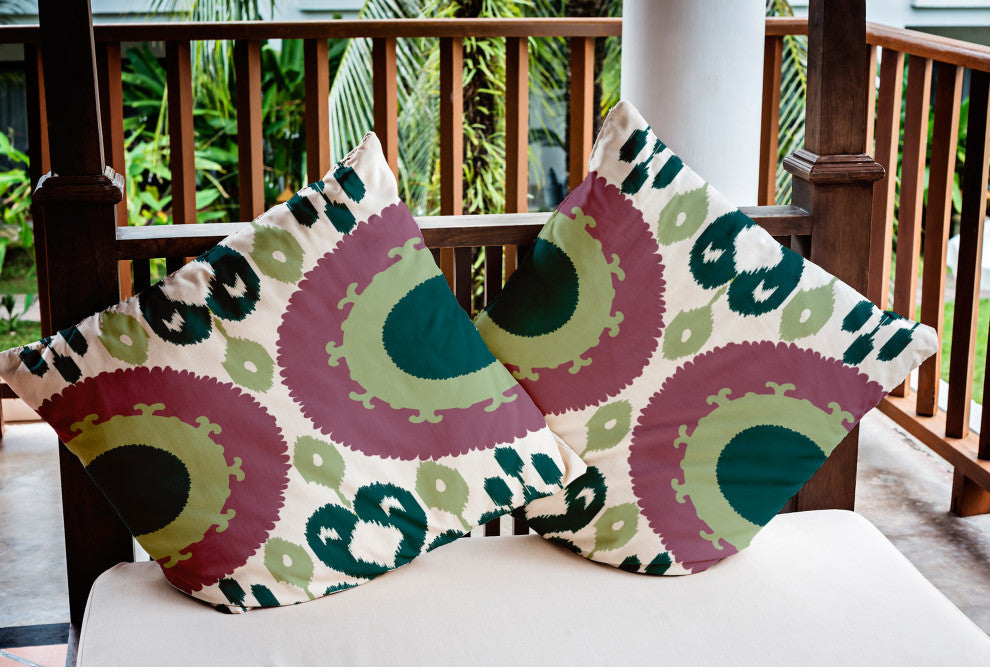 Boho Indoor/Outdoor Throw Pillow, Green, 16x16"
