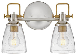Hinkley Easton 14.5" Two Light Bath Vanity, Polished Nickel + Heritage Brass