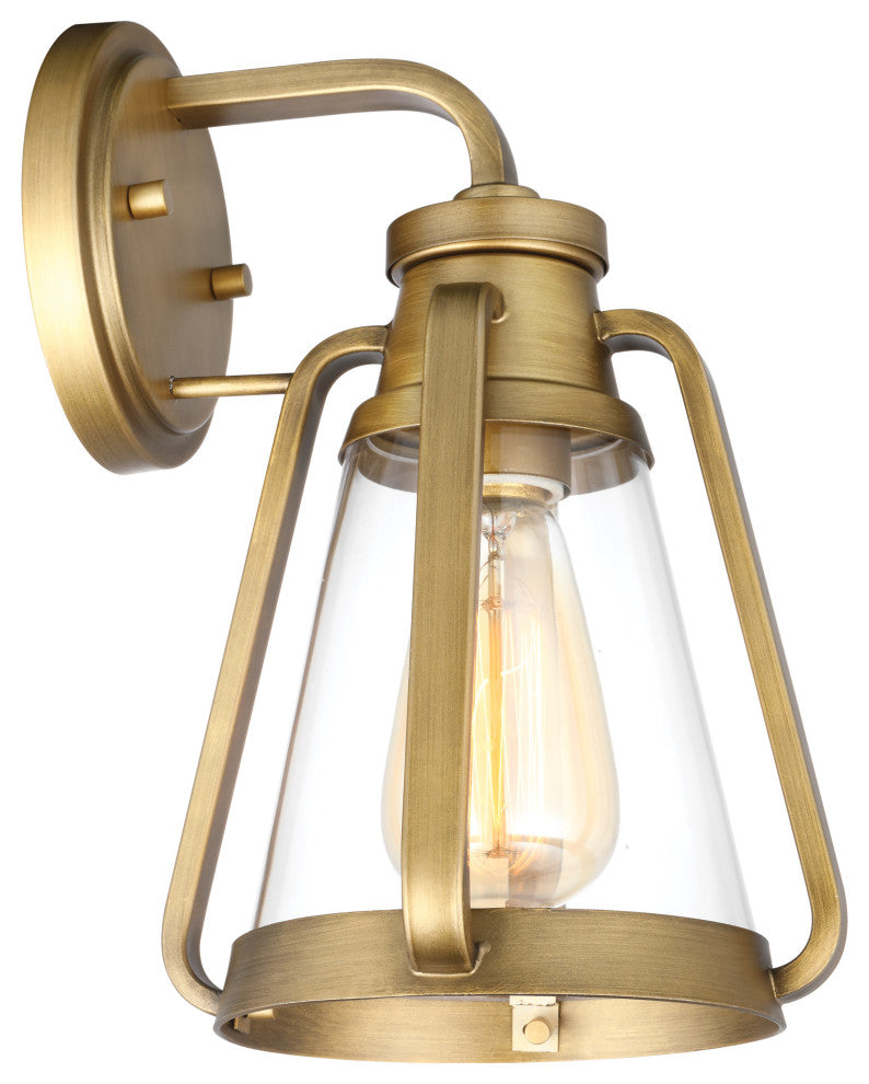Everett 1-Light Small Wall Sconce, Natural Brass With Clear Glass