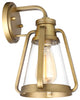 Everett 1-Light Small Wall Sconce, Natural Brass With Clear Glass