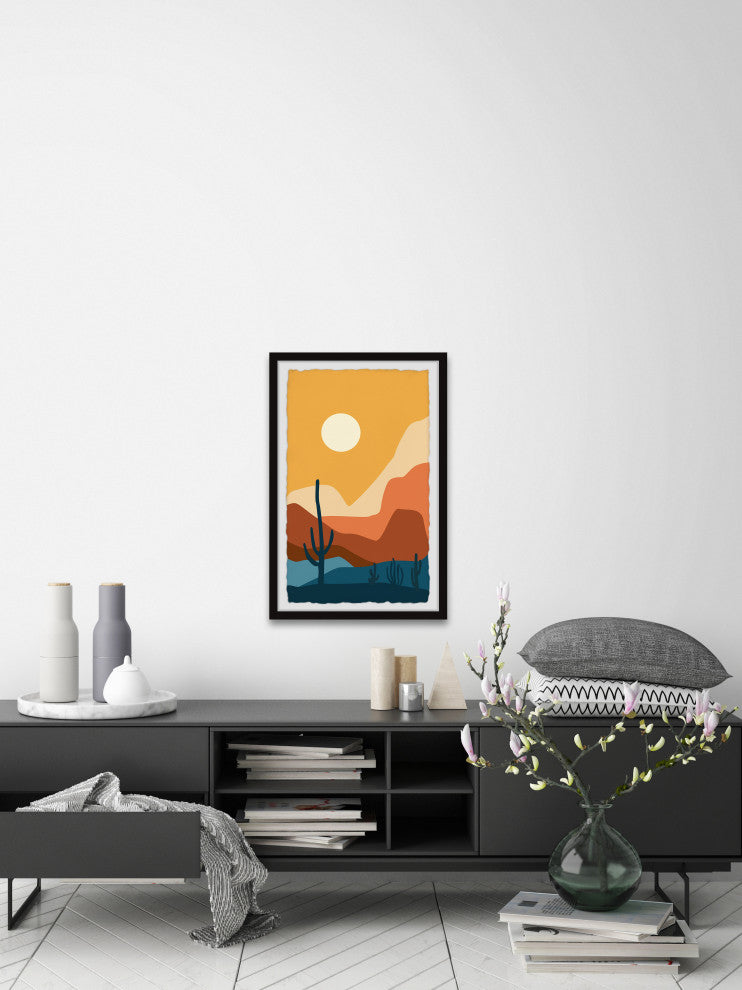 "Cactus Sunshine" Framed Painting Print, 24x36