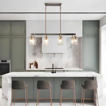 LNC Modern 8-Lights Black Gold Kitchen Island Light Linear Chandelier