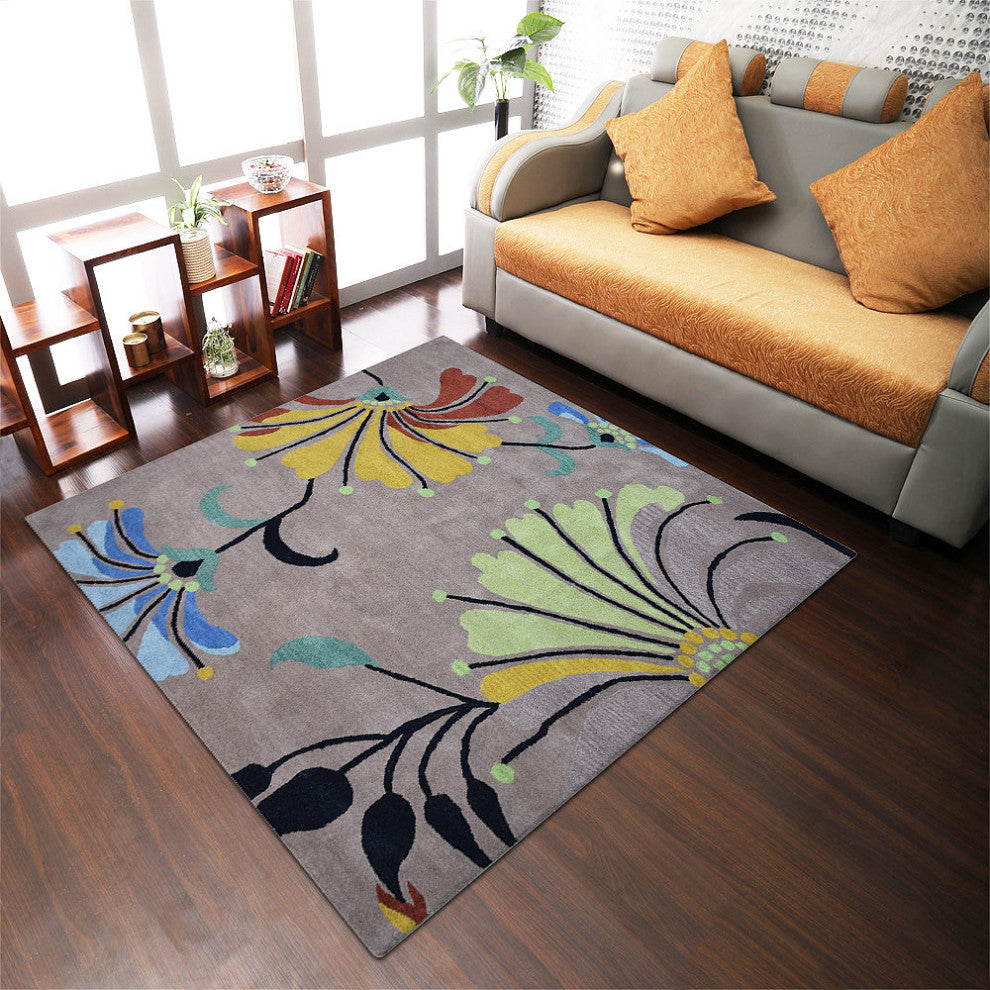 HAND TUFTED WOOL ECO-FRIENDLY AREA RUGS ECO-FRIENDLY AREA RUGS -  Camel, Floral