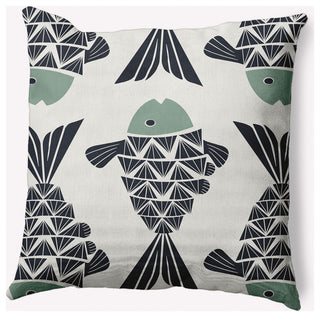 20x20" Big Fish Nautical Decorative Indoor Pillow, Sage
