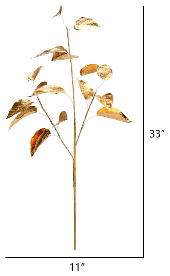 Shiny Leaf Artificial Christmas Spray , Gold, 33"