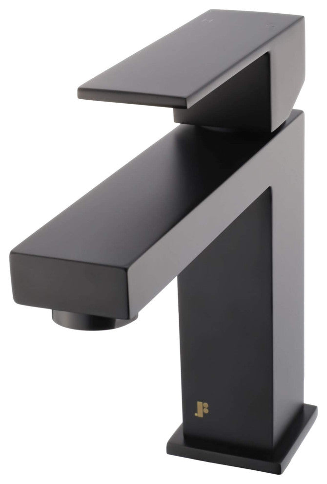 Fine Fixtures Modern Single Hole Bathroom Sink Faucet with Pop-up Drain, Black