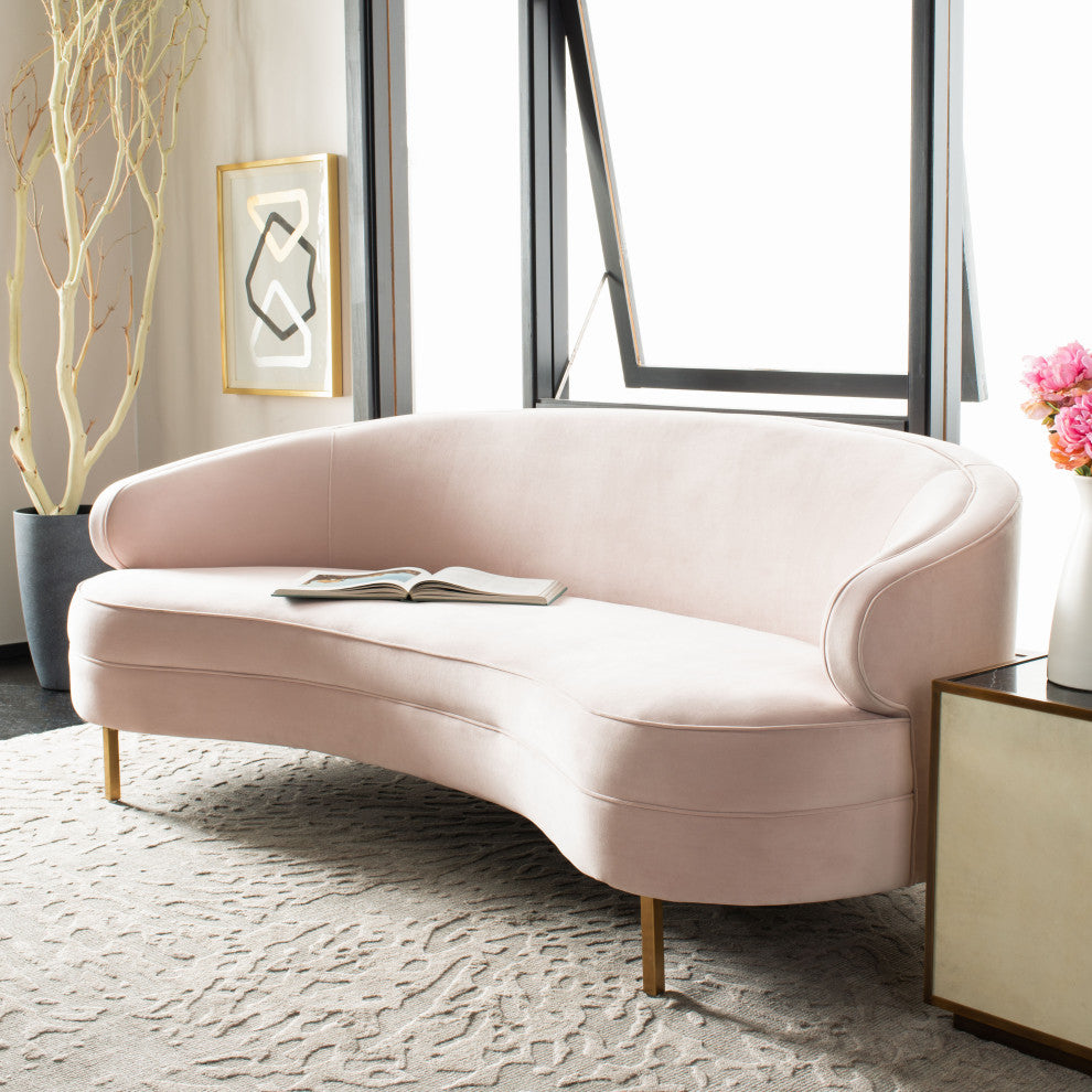 Safavieh Couture Primrose Curved Sofa, Light Pink