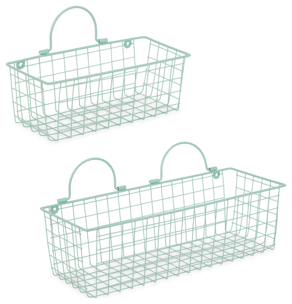 Assorted Aqua Wire Wall Basket (Set of 2)