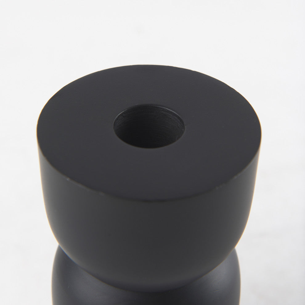 Malta Small Black Metal Candle Holder