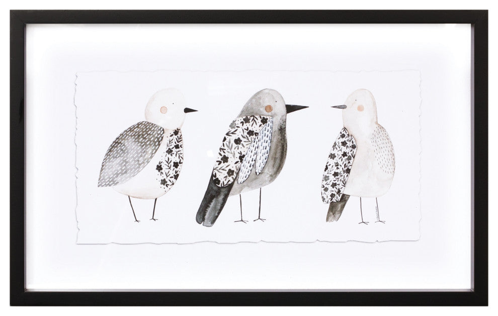 Framed Bird Print 19"L