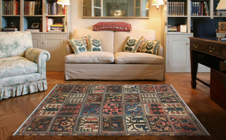 Vintage Distressed Joaquin Navy/Brown Rug, 4'0x6'7