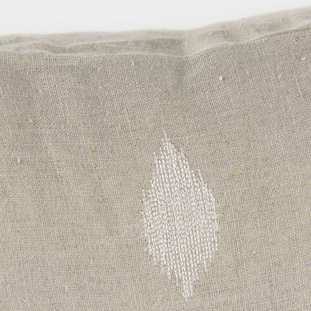 Beige and White Patterned Lumbar Pillow Cover
