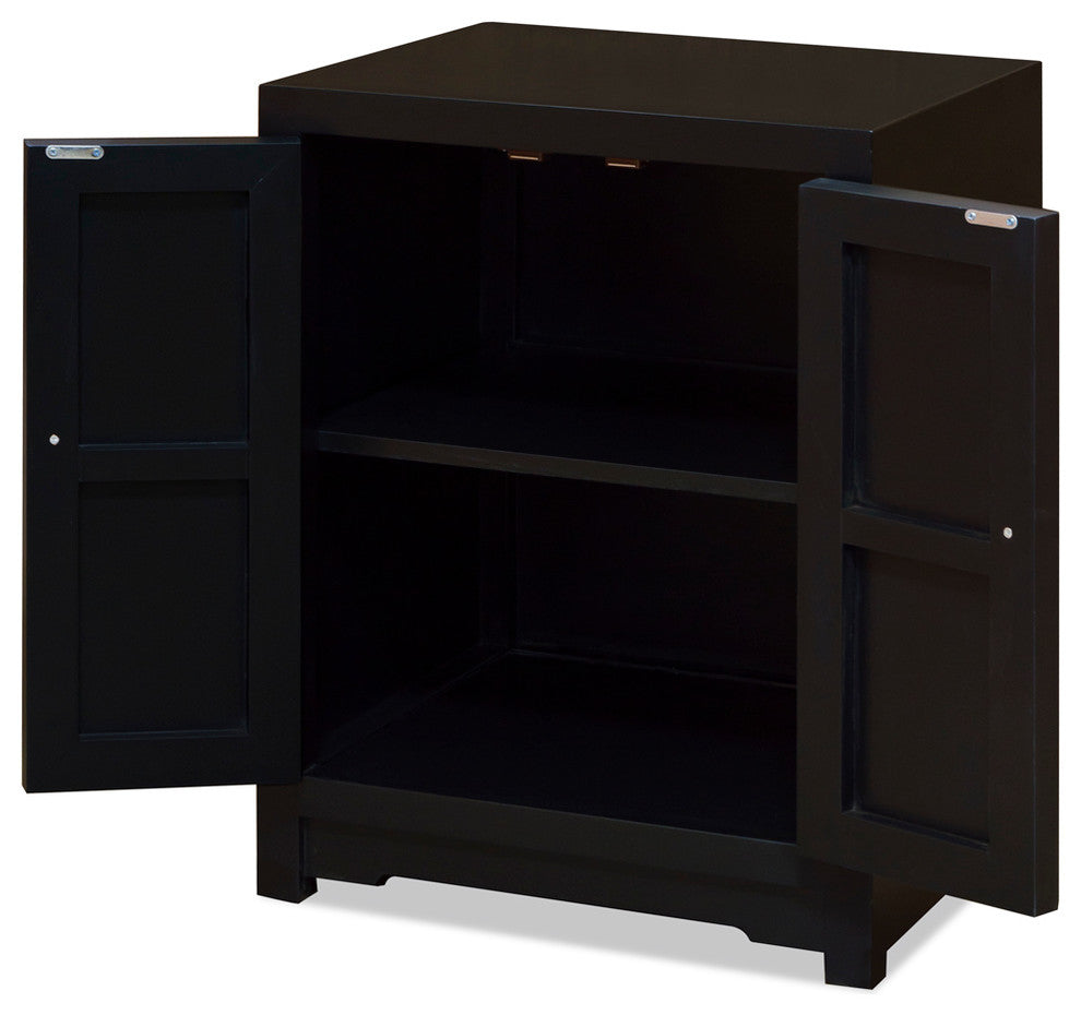 Elmwood Chinese Ming Vanity Cabinet, Black, Without Bowl and Faucet
