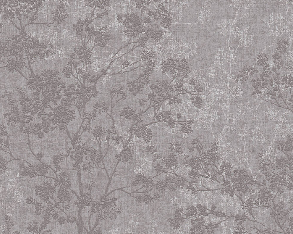 Floral Textured Wallpaper Featuring Branches And Leaves, 373971