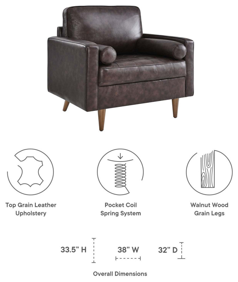 Valour Leather Armchair, Brown