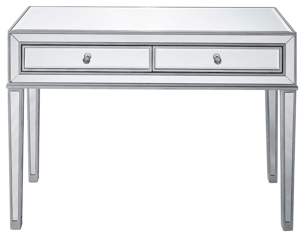 Desk 42" W X 18" D X 30" H, Antique Silver Paint