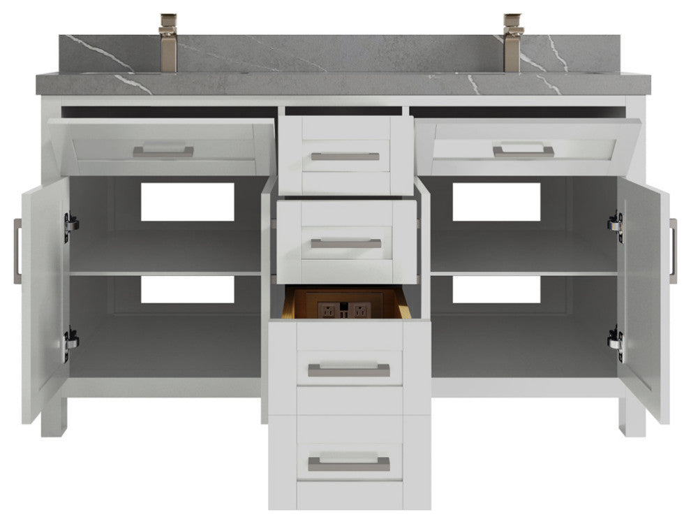 Cambridge 60 Double Bathroom Vanity in Coventry Gray 2" Piatra Gray