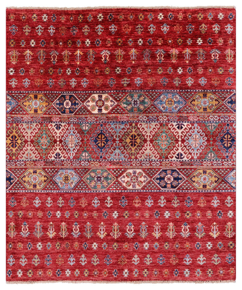 5' 0" X 5' 9" Khorjin Tribal Hand-Knotted Rug Q8032