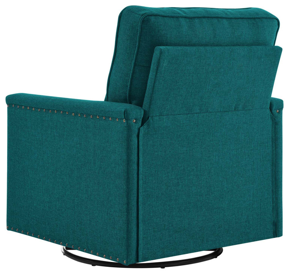 Armchair Accent Swivel Chair, Fabric, Teal Blue, Modern, Lounge Hospitality