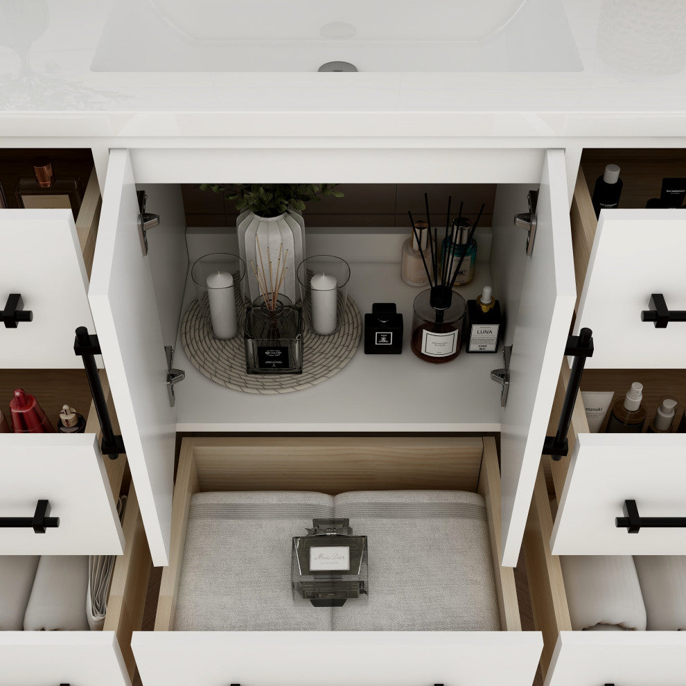 Victoria 48" Solid Wood Bath Vanity, Glossy White