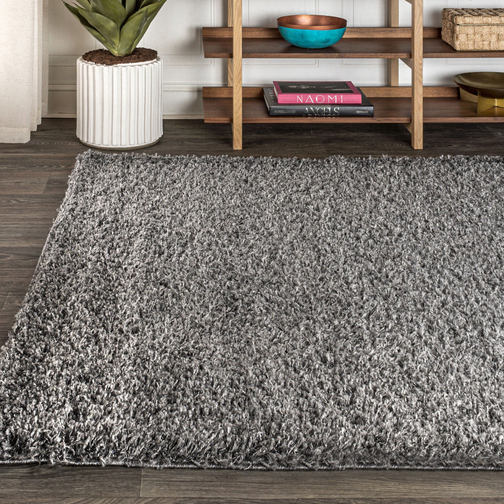 Mercer Shag Plush Area Rug, Charcoal, 5 X 8