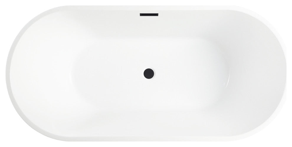Freestanding Acrylic Bathtub, White/Matte Black, 59"