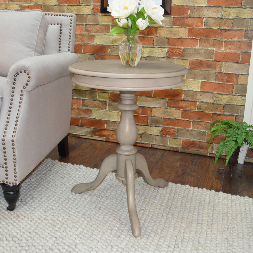 Anna Pedestal Base Accent Table, Weathered Gray